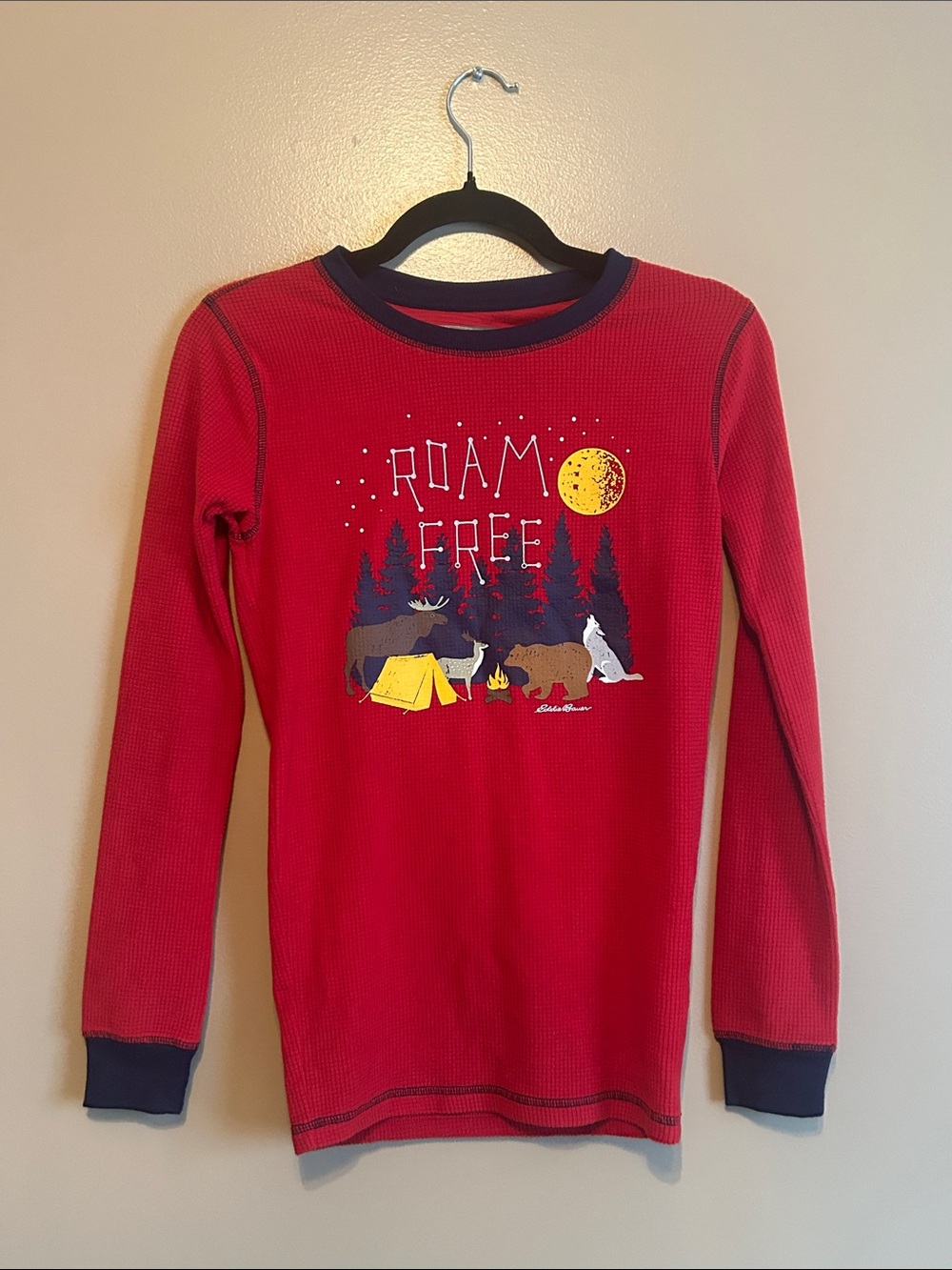Eddie Bauer Red 'Roam Free' Kids Pajama Top- Large (14)